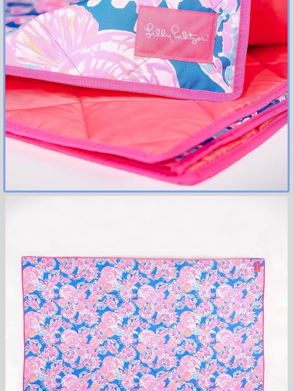 Lilly Pulitzer Vibrant Blue and Pink Floral Quilted Panel